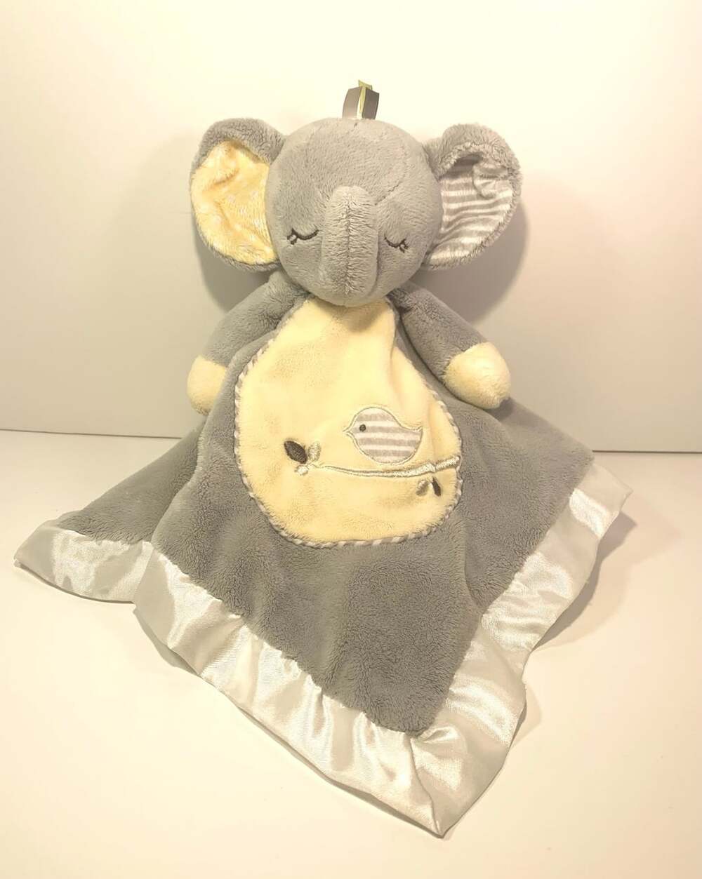 Douglas Baby Gray Elephant Plush Lovey Blankie Security Blanket Satin Trim